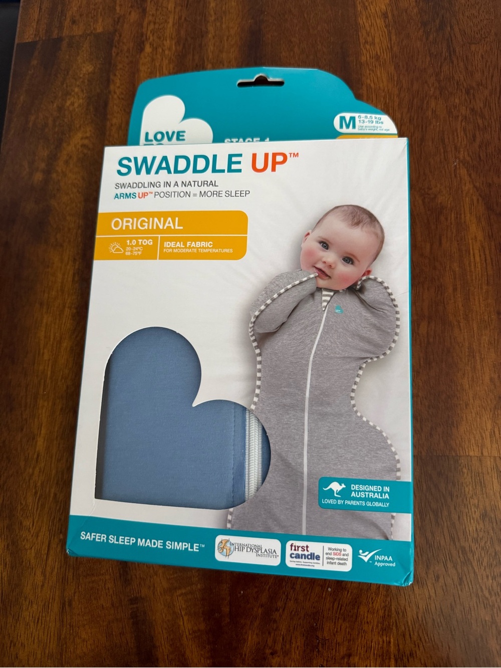 Love to Dream Swaddle Up Original Baby Sleepsuit - Gray with Teal Accent